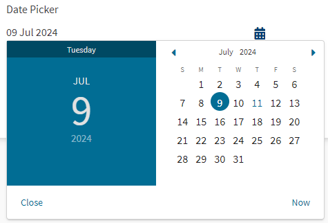 Maestro date picker component on a rendered form