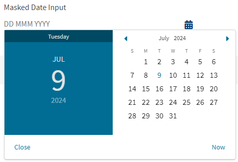 Maestro masked date input component on a rendered form