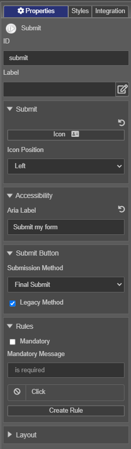 Maestro editor submit component with arial label