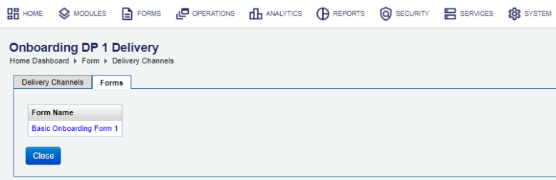 View all forms associated with a selected delivery channel