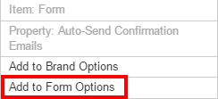 Setting Form Options for Extension Points