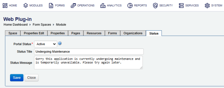 Configure a Form Space Status