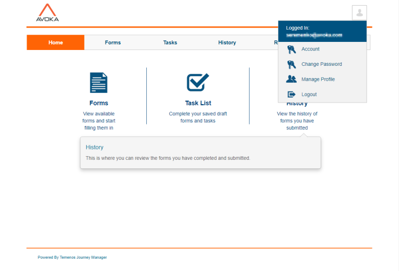 Work space portal account configuration