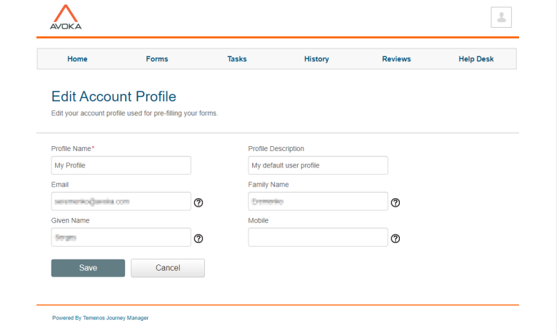 Work space portal update profile.