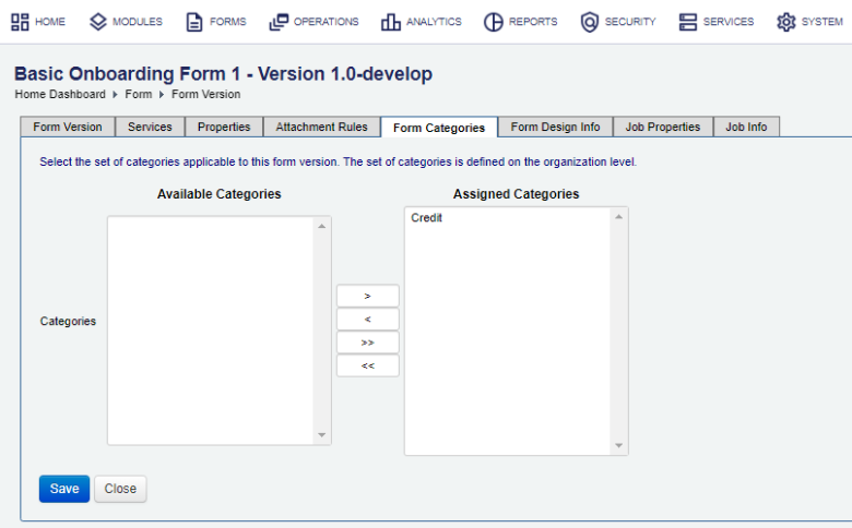Form Categories