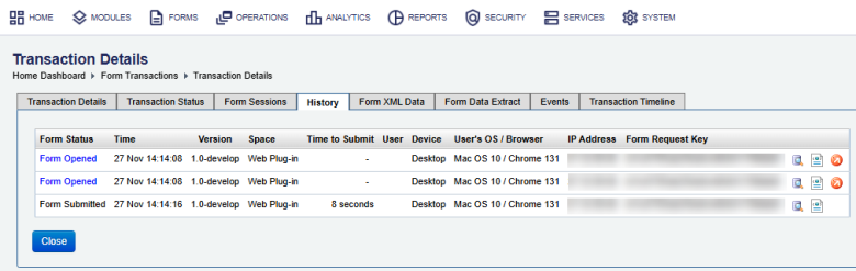 View a transaction history in Manager