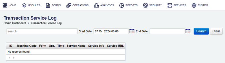 Manager view transaction service log