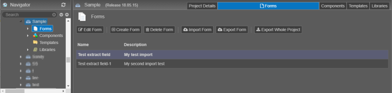 View the list of forms in a project