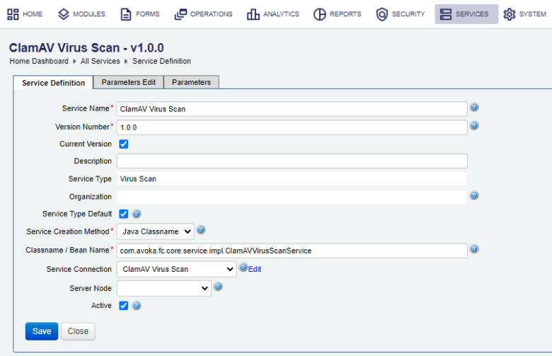 ClamAV Attachment Virus Scanning Service
